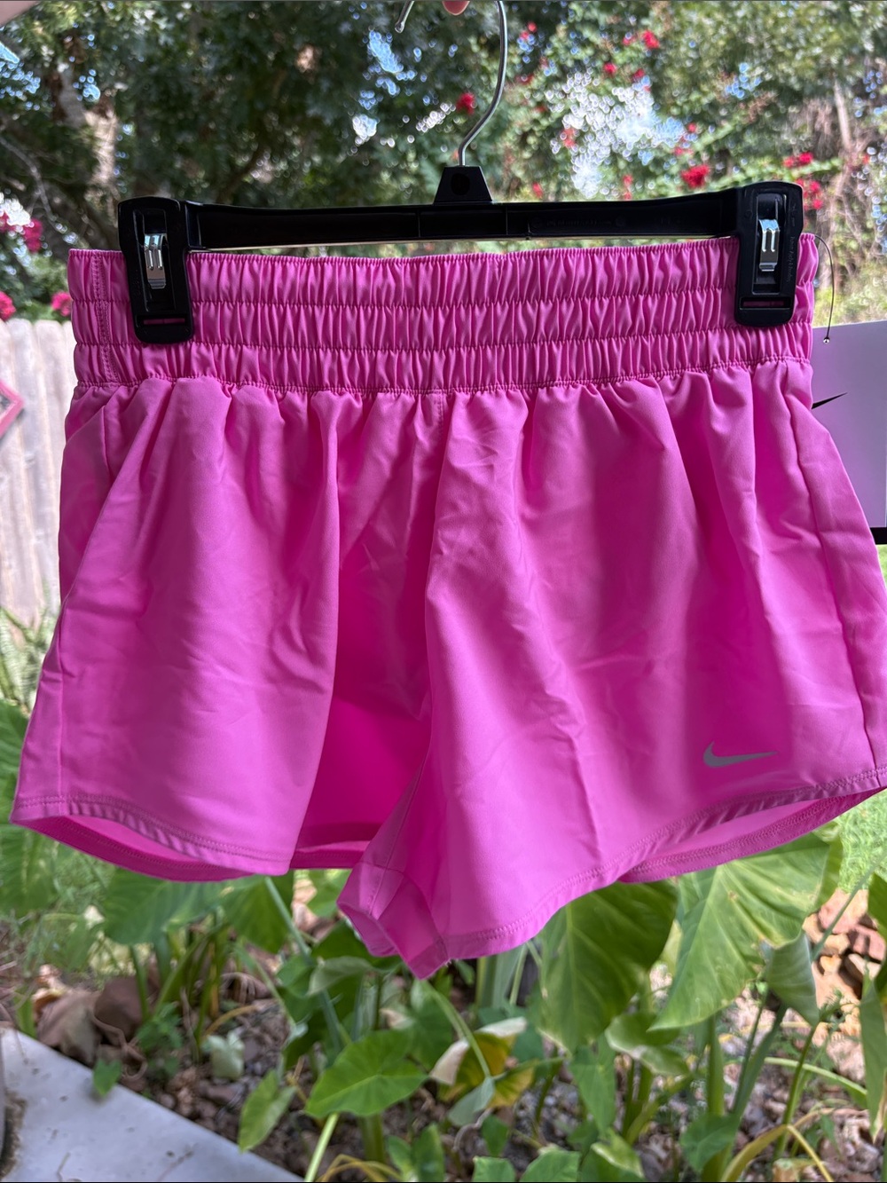 NIKE Women's Pink Athletic Running Shorts with Reflective Swoosh - Picture 15 of 16